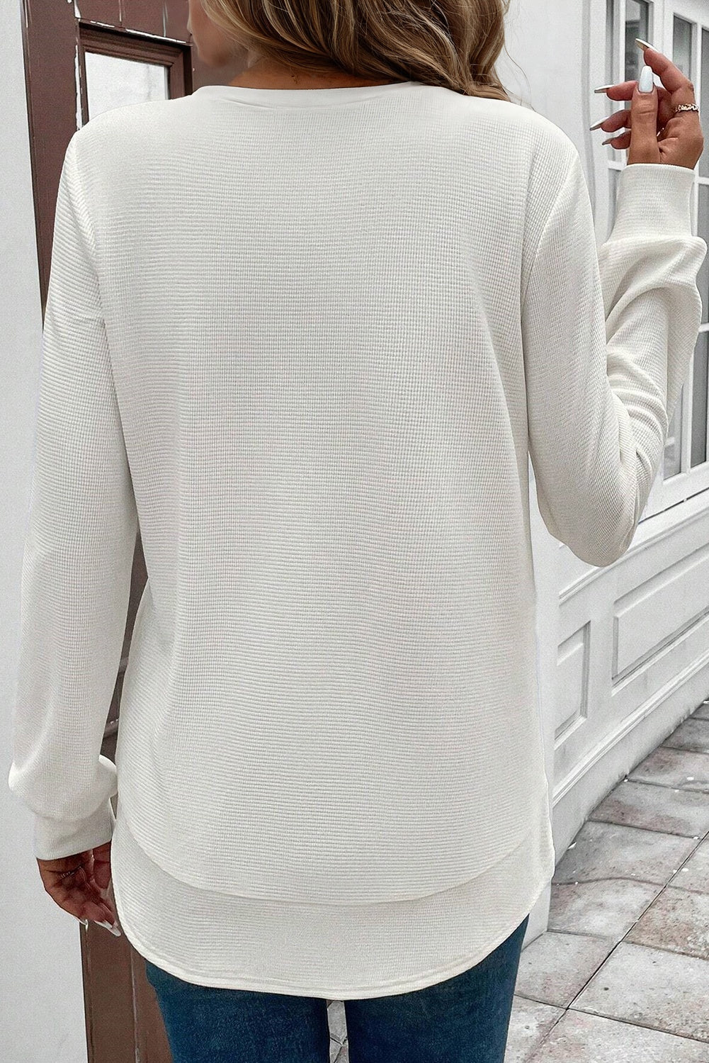 Allison Waffle Long Sleeve Top-1