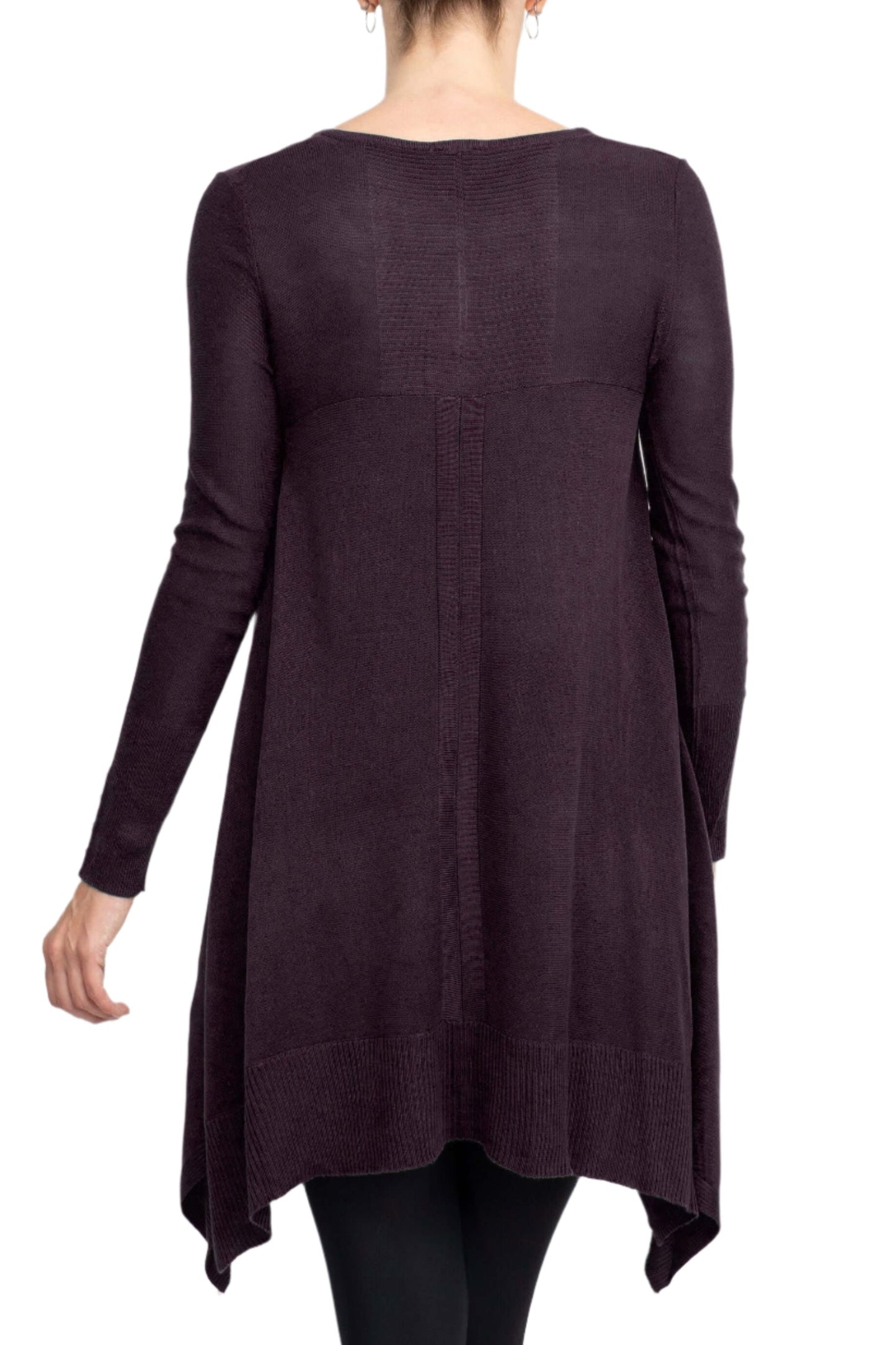 Cupio V-Neck Long Sleeve High Low Hem Knit Top