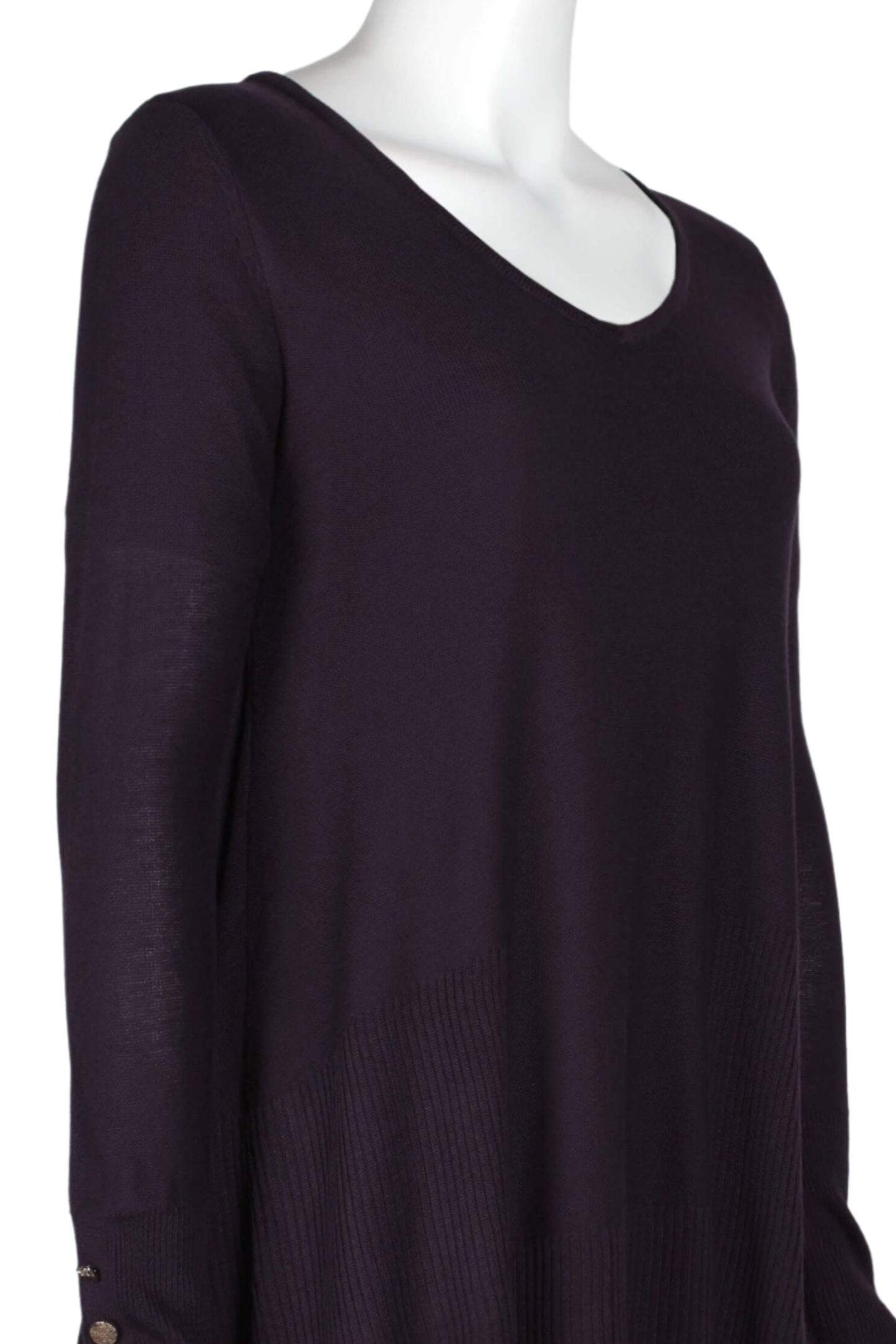Cupio V-Neck Long Sleeve High Low Hem Knit Top